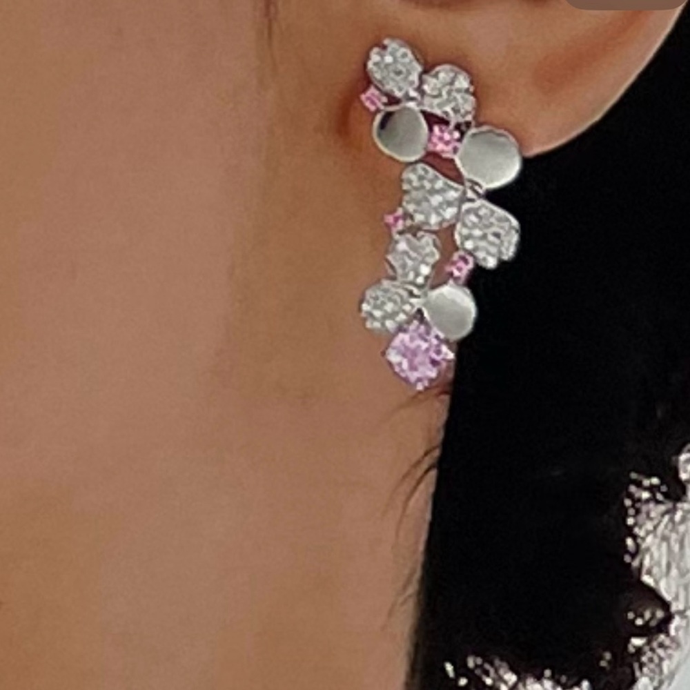 RARE Tiffany & Co. Platinum, Diamond & Morganite drop ,Paper Flower Earrings